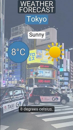 Quick forecast Tokyo: Sunny, UV 2, rain 0 mm