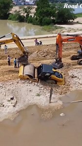 53K views · 372 reactions | Excavator Try Recovery Road Roller Deep Stuck #recovery | Road Construction NY | Facebook