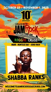 𝗔𝗥𝗧𝗜𝗦𝗧 𝗔𝗡𝗡𝗢𝗨𝗡𝗖𝗘𝗠𝗘𝗡𝗧‼️Ting a ling a ling, school bell a ring!🎶 The great and legendary Shabba Ranks, aka Da Emperor, AKA Big Dutty, Stinkin Shabba and Emperor Grung is back again, sailing on #Jamrock2025 to celebrate the 10 Year Anniversary! Big up the Emperor himself in the comments below!👇🏾 #10YearCruise #JamrockCruise #ShabbaRanks | Welcome to Jamrock Reggae Cruise