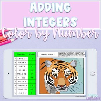 Adding Integers | Color by Number | 6th - 7th Grade