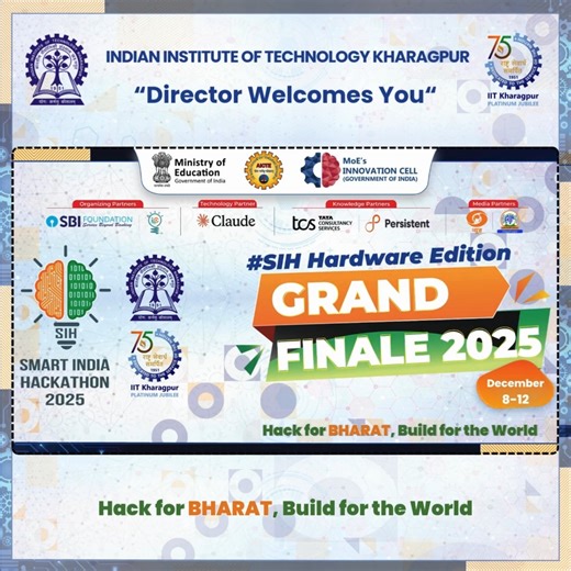 IIT KGP on Instagram: "The wait is almost over! Join us as the Director of IIT Kharagpur, Prof. Suman Chakraborty, invites the nation to the Smart India Hackathon 2025 – Hardware Edition Grand Finale. India’s biggest innovation challenge is set to ignite young minds and fuel real-world problem-solving. Are you ready to innovate, inspire, and create impact? #SIH2025 #SmartIndiaHackathon #IITKharagpur #Innovation #StudentInnovators #HardwareHackathon #MoEInnovationCell #AICTE #TechForIndia #GrandF