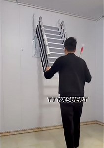 7.4 FT Pull Down Attic Stairs, 9 Steps Wall Mounted Folding Loft Ladder, Retractable Loft Ladder with Armrests Handle, Extra Wider Attic Stairs for Indoor/Storehouse/Basement, 660lb Load (9 Steps)