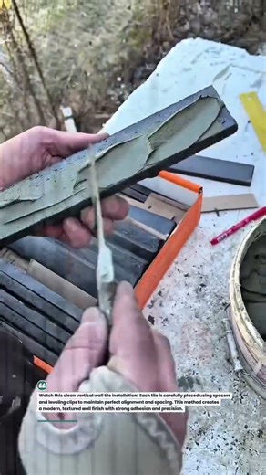 Modern Wall Tile Cladding! #tiling #construction #DIY #shorts #wall #design #tools