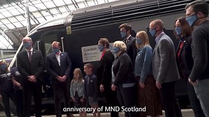 Today we honored the life and legacy of Motor Neurone Disease (MND) Scotland campaigner, Gordon Aikman, by naming one of our iconic high-speed trains in his memory. By naming a train after him, we pay tribute to a man who raised more than £500,000 in three years, to help find a cure for the cruel disease that sadly took his life in February 2017. It’s a fitting memorial to mark the pioneering work of the founder of ‘Gordon’s Fightback’ campaign, who convinced First Minister Nicola Sturgeon to do