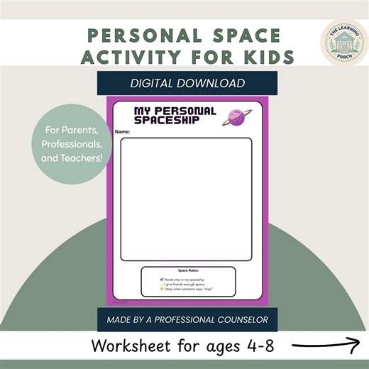 My Personal Spaceship Worksheet | Personal Space Activity for Kids | SEL & Counseling Tool - Etsy