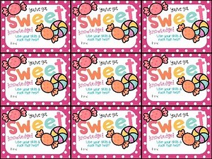 Cute Candy Testing Motivation Tag- You've got sweet knowledge! Use your skills &
