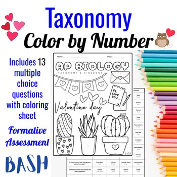 AP Biology: Taxonomy & Kingdoms Color-by-Number | Valentine’s Day Edition