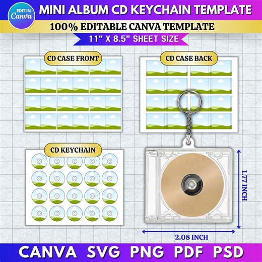 Mini Album CD Keychain Template, DIY Jewel Case Cover & Insert, Editable Canva CD Keychain Design, Y2K K-pop Inspired Aesthetic Keepsake - Etsy UK