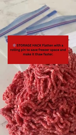5K views · 23 reactions | A tiny trick that feels like a life upgrade: Flatten your ground beef in freezer bags with a rolling pin and stack them flat. You’ll save space, thaw faster, and finally feel in control of your kitchen. #kitchenhacks #mealprepideas #homecooking #SmartStorage #foodtips | Old fashioned recipes | Facebook