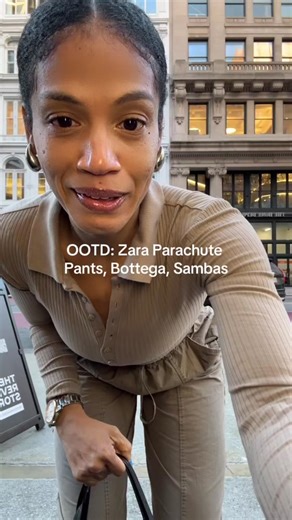OOTD: Zara Parachute Pants, Bottega, Sambas #fyp ###sambas #zara #bottegaveneta #nyc #ootd