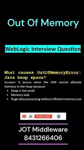 WebLogic - OutOfMemory - Interview Question #jboss #websphere #middleware #weblogic