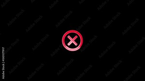 Animation of Red Cross Sign. 4k Motion Graphics. Check no, X marks for vote, decision, web. False checkbox.