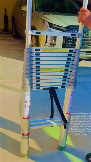 #Telescoping Ladder, 8.5FT to 20.4FT Adjustable Aluminum Extension Ladder with Independent...