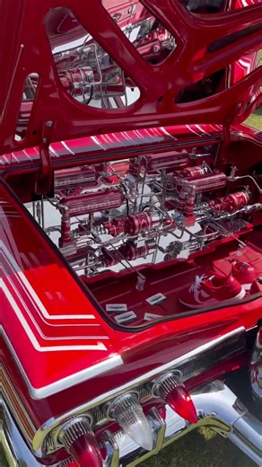 Custom hydraulic setup on this 1960 Chevrolet Impala at Lowrider Sunday