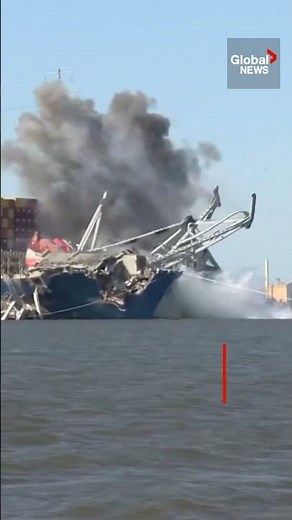Collapsed Baltimore bridge blown up in controlled explosion