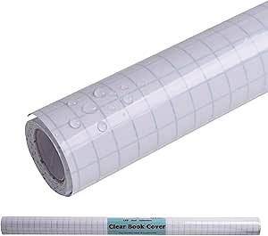 LParkin Clear Self Adhesive Book Cover, 17.7in x 9.8ft, 0.07 mm Plastic Cover for Books and Documents Clear Roll, Easy Peel Liner Transparent Book Cover Film (17.7in x 9.8ft)
