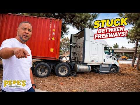 This Truck Got Stuck Between TWO Freeways