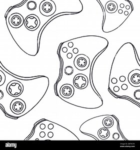 Seamless pattern of game controllers. Vector illustration in hand-drawn outline flat style on white background Stock Vector Image & Art - Alamy