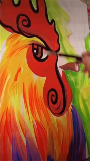 How to paint roosters with acrylics #paintingforbeginners #painting #paintingtutorial #acrylicpai...