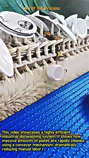 Industrial Automated Dishwashing System #worker #process #automation #dishwashing #cleaning