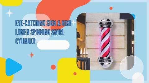 BarberPub Barber Pole Rotating LED Strips Metal Hair Salon Sign L016 (Pink White Black)