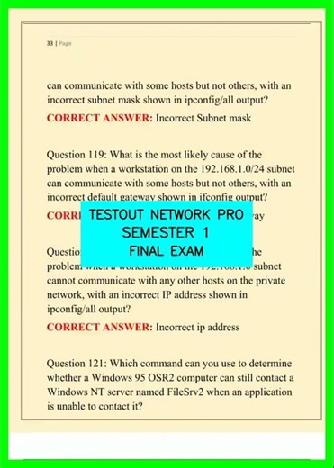 TESTOUT NETWORK PRO SEMESTER 1 FINAL EXAM video