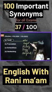 100 Important Synonyms for all exams | 37 / 100 | English With Rani ma'am