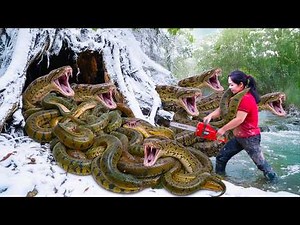 Harvesting Giant Ghost Python & Go to Market Sell.The girl was swallowed whole by a python.