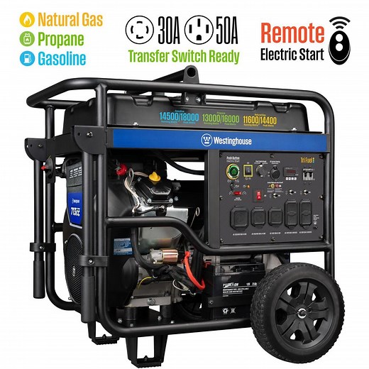 Reviews for Westinghouse 18,000/14,500-Watt Tri-Fuel Gas, Propane, Natural Gas Powered Portable Generator with Remote Electric Start, 50A Outlet | Pg 1 - The Home Depot
