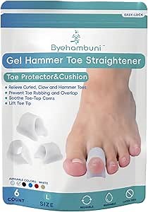 6 PCS Hammer Toe Straightener - Hammer Toe Corrector for Women and Men - Toe Straighteners for Curled and Crooked Toes - Hammer Toe Cushion - White, Large