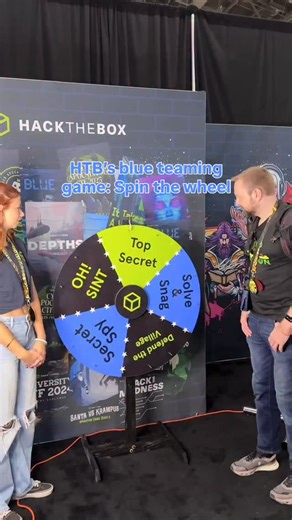 Hack The Box on Instagram: "5 influencers became detectives for an hour! 🔎 They spun the #HTB wheel and each got a unique, exclusive challenge, packed with clues and secret messages. Will you also take on this challenge? Stay tuned because something big is coming! Thank you @infosecpat, @cyb3rmaddy, @0xtib3rius, @thebeardeditdad, and tyler ramsbey for playing! #htb #cybersecurity #hackthebox #informationsecurity #defcon #defcon33"
