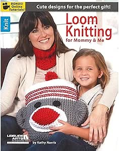 Leisure Arts Loom Knitting for Mommy and Me Book, Beginner Loom Knit Patterns, for Baby and Adult Accessories, Using Round and Straight Looms