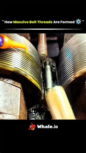 @solved_science on Instagram: "Large bolts used in construction and heavy machinery require precise threading to ensure durability and secure fastening. The process involves specialized threading machines or lathes that cut deep spiral grooves into the bolt’s shaft. These threads are carefully shaped to match nuts of equal strength, allowing massive structures and machines to be assembled safely and reliably. #how #massive #bolt #threads #formed #tech #knowledge #technology #history #usa #innova