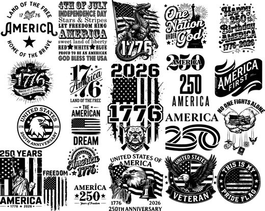 America 250 Independence Day SVG Bundle | 1776–2026 Patriotic Designs, Freedom Quotes & USA Symbols | PNG   Vector | Instant Download - Etsy