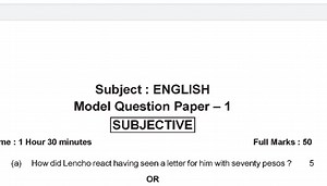 Subject : ENGLISHModel Question Paper - 1SUBJECTIVEme: \math... | Filo