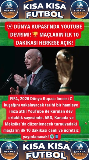 ⚽ DÜNYA KUPASI'NDA YOUTUBE DEVRİMİ! 🏆 MAÇLARIN İLK 10 DAKİKASI HERKESE AÇIK!
