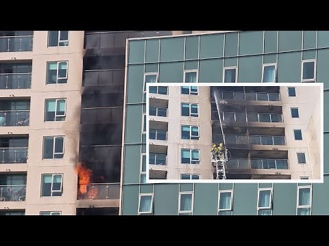 Dublin Fire Brigade High Rise Fire On Scene Footage.