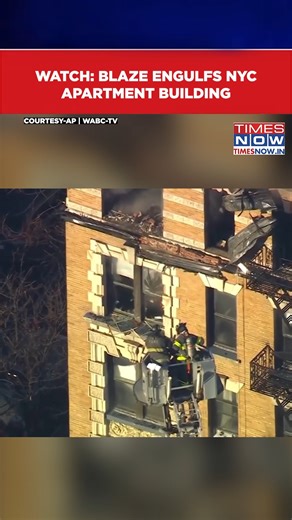 Watch: Flames Erupt From Windows, Roof As Massive Blaze Engulfs NYC Apartment Building #newyorkcity #nyc #fire | TIMES NOW
