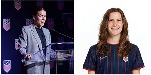 Kelley O'Hara and other players react as Gotham FC's Tierna Davidson ties knot with fiancee Alison Jahanouz