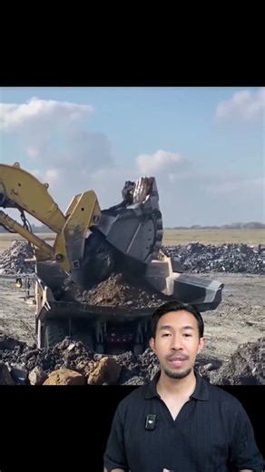 The Komatsu PC8000 is 12 meters high and weighs 750 tons and is powered by two 4000 horsepower Cu...