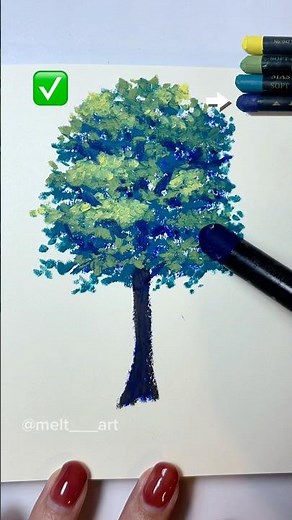 クレヨンで木を描く方法🌲【イラスト】#イラスト #illustration #oilpastel #art