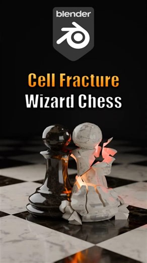 Wizard Chess in Blender ♟️💥 (Cell Fracture) #blenderforbegginer #blender #tutorial #chess #asmr
