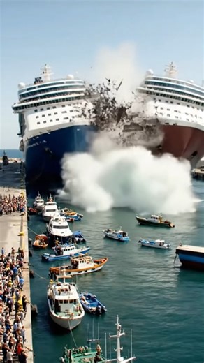 Uncontrolled Cruise Ship Collides With Dockside Area! #shipdisaster #fyp #viral #reels | Ship Disaster