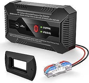 Dual CO/LP Alarm with Bracket - RV Carbon Monoxide and Propane Detector for Travel Trailer and Camper, Separated LED Indicator for Propane and CO, 85dB Loud Alarm - 12V DC RV Propane Gas Detector