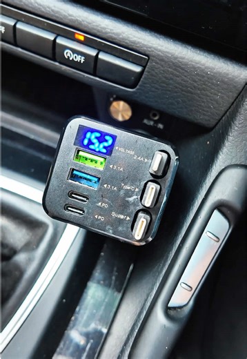 retractable cables, two USB ports, and two Type-C ports. Just plug it into your cigarette lighter and pull any cable to start charging instantly. No clutter, no hassle. #carcharger #charger #fastcharging #car #fyp