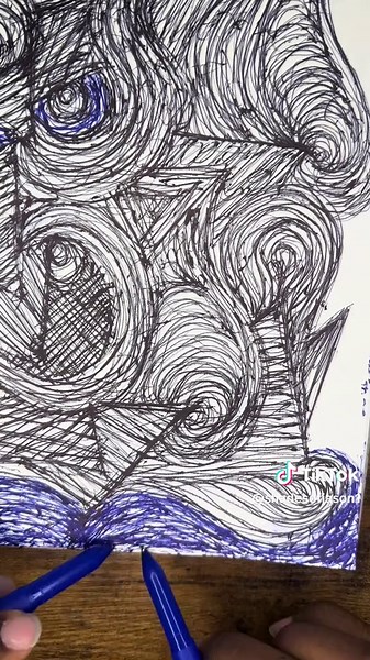 Abstract Omnilinear drawing with both my hands | drawing