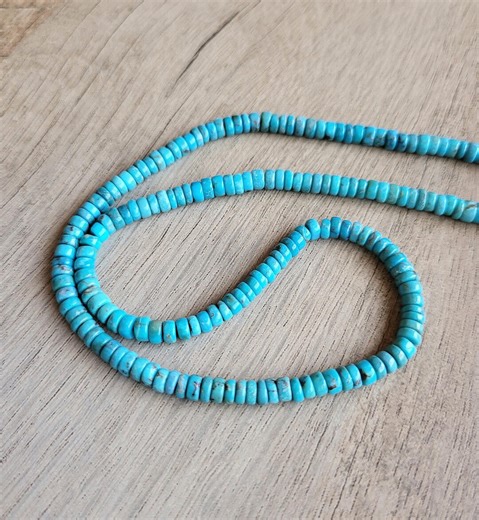 Kingman Turquoise Bead Strand, Blue Rondelle Turquoise Beads (4mm), L8119 - Etsy