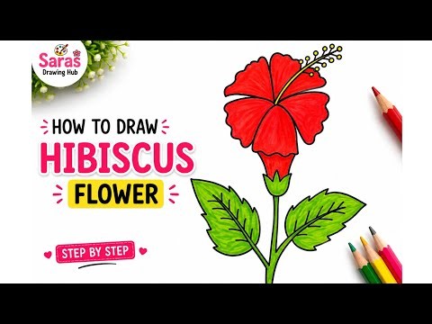 How to Draw Hibiscus Flower Easy 🌺 | Easy Hibiscus Flower Drawing Step by Step | Drawing for Kids
