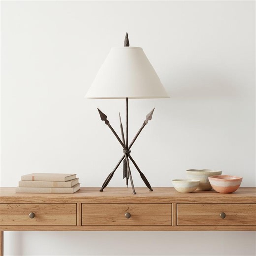 Iron Table Lamp W/15" Shade – Ozark – American Made by Urban Forge – Coal Black Finish - Etsy