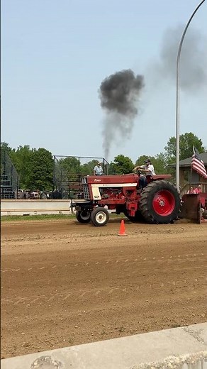 International 1066 tractor ￼does a full pull!#tractorpulling